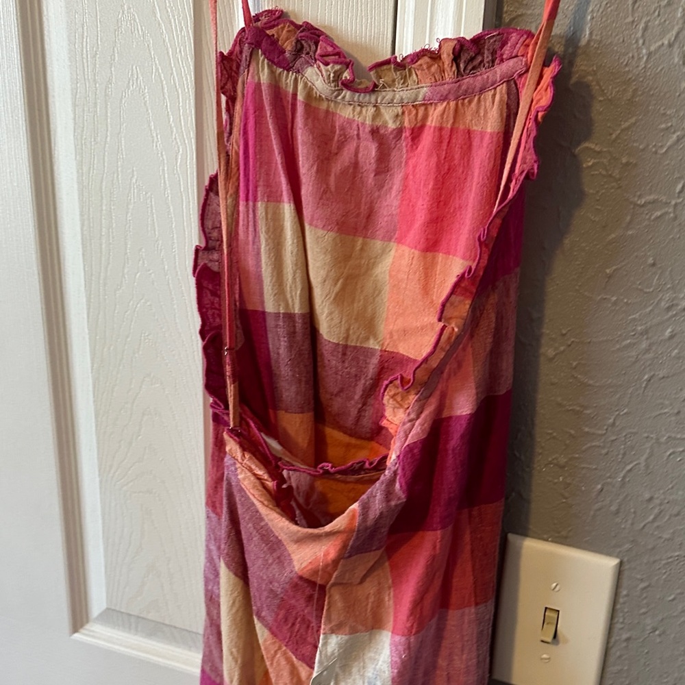Anthropologie Pink, Red, Cream Striped Maxi Sundress - Picture 4 of 6